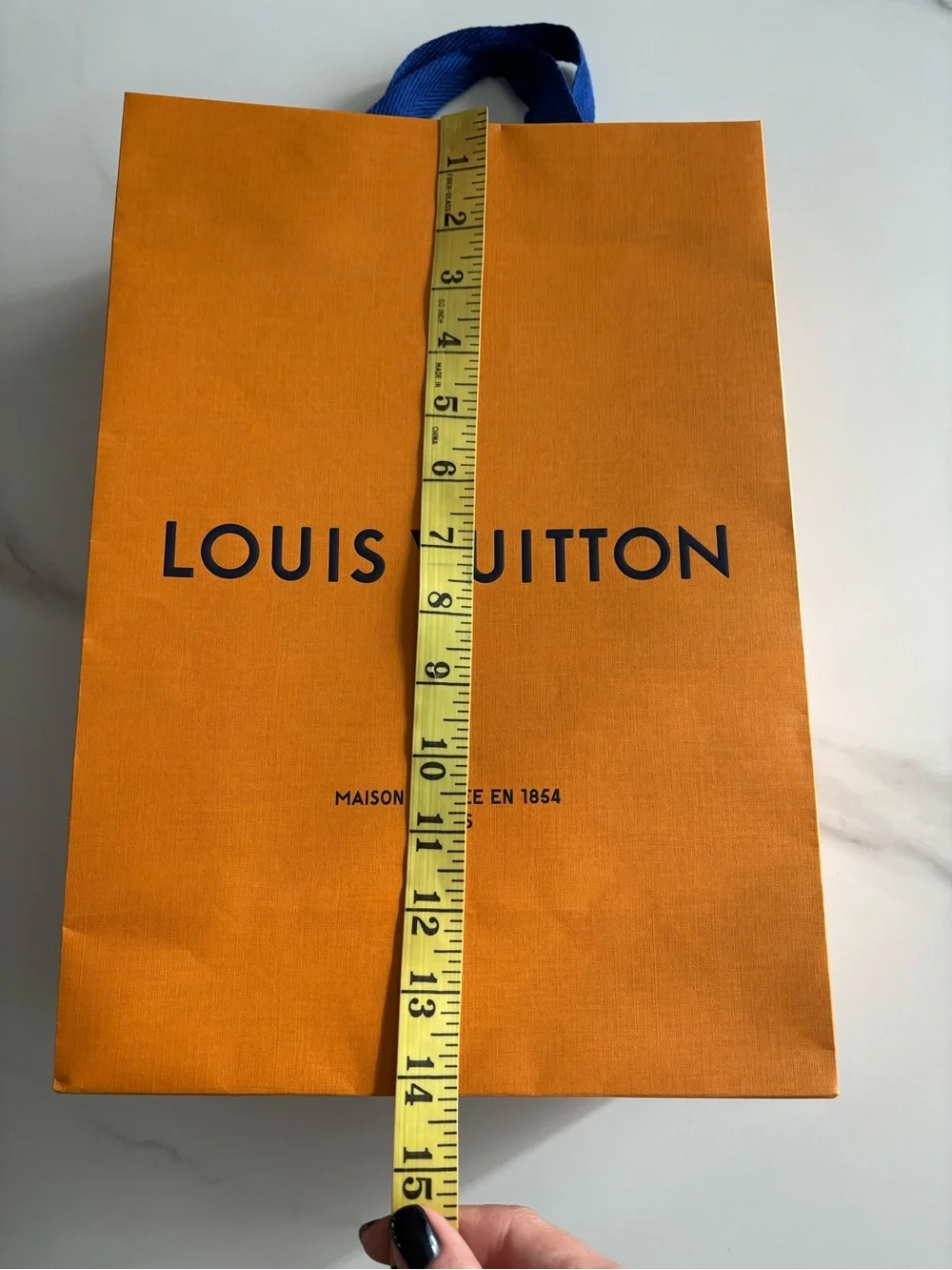 Louis Vuitton Orange Paper Shopping Bag with Blue Rope Handles 10x14 inch